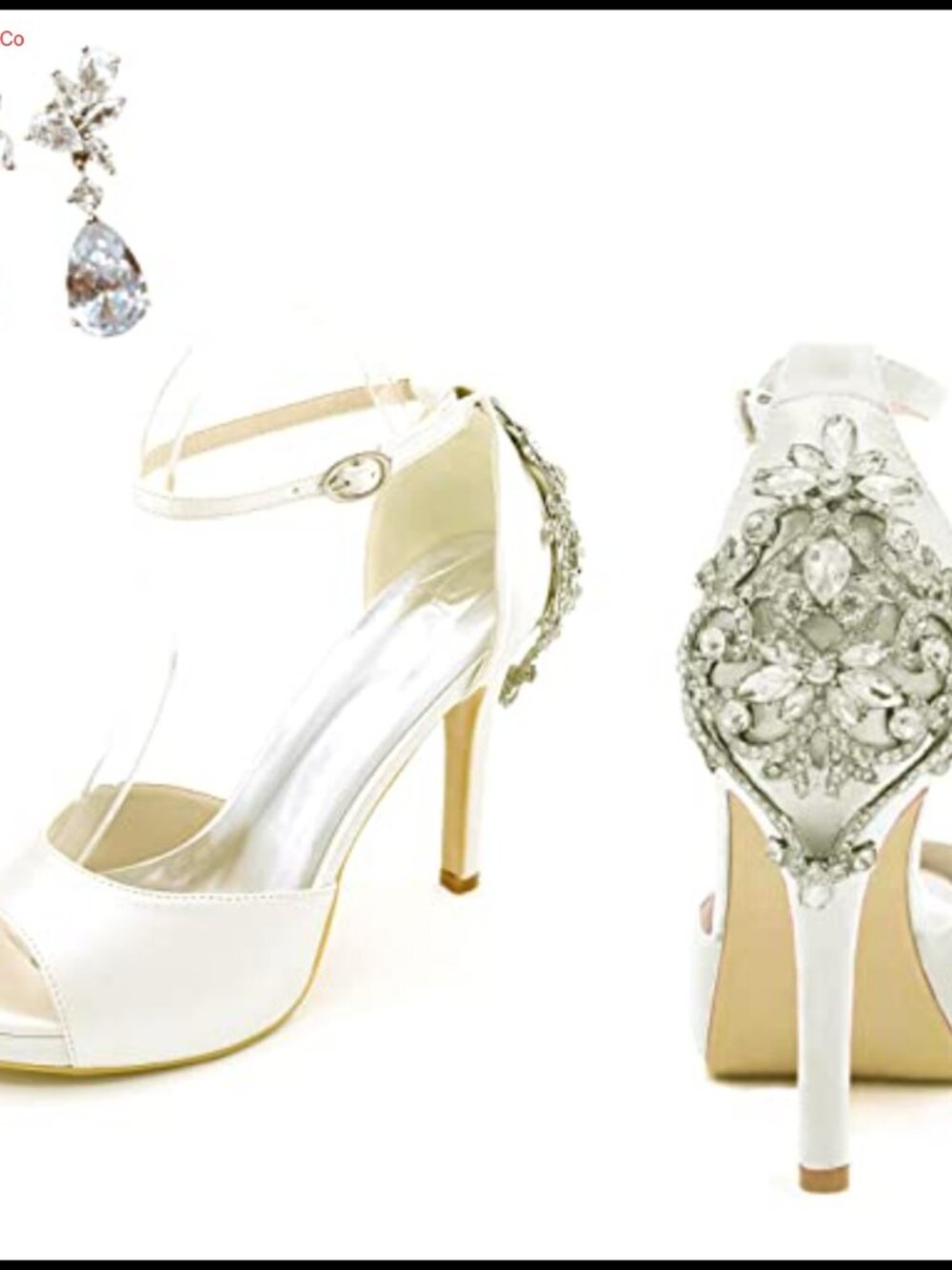 Satin Platform High Heel Sandals Crystal Back Stiletto Ankle Strap